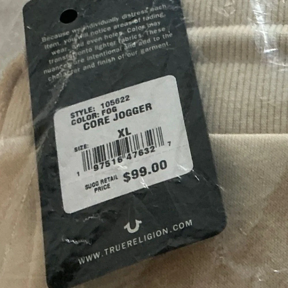True Religion Core‎ Jogger Fog Beige XL New With Tags